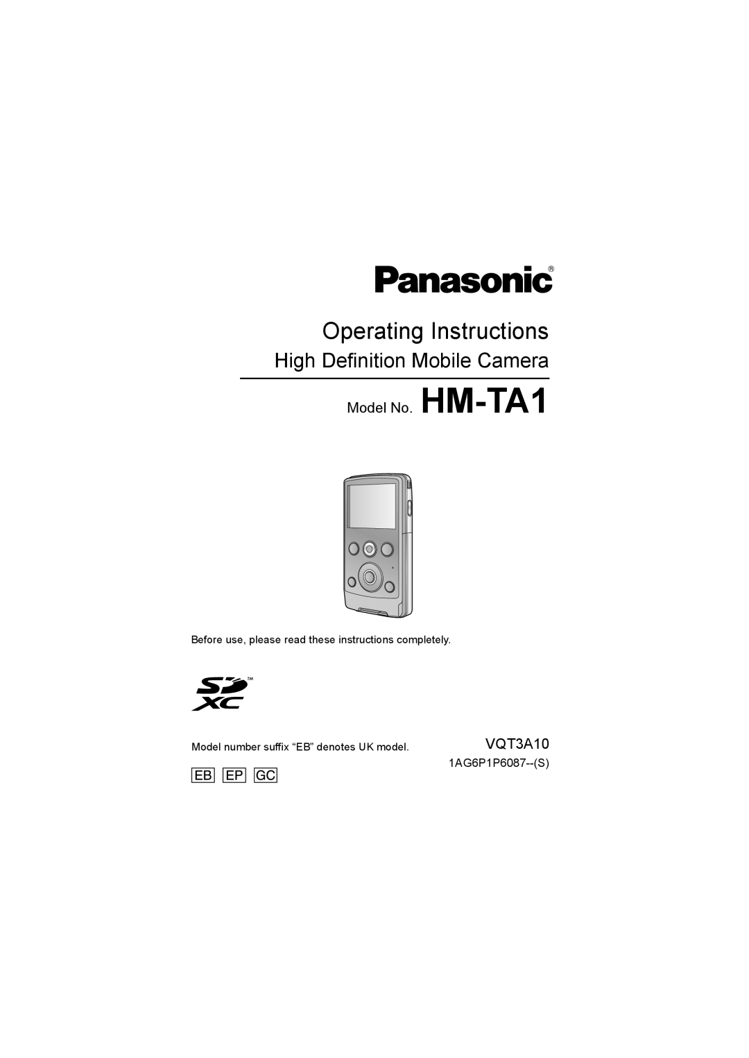 Panasonic HM-TA1 operating instructions Operating Instructions 