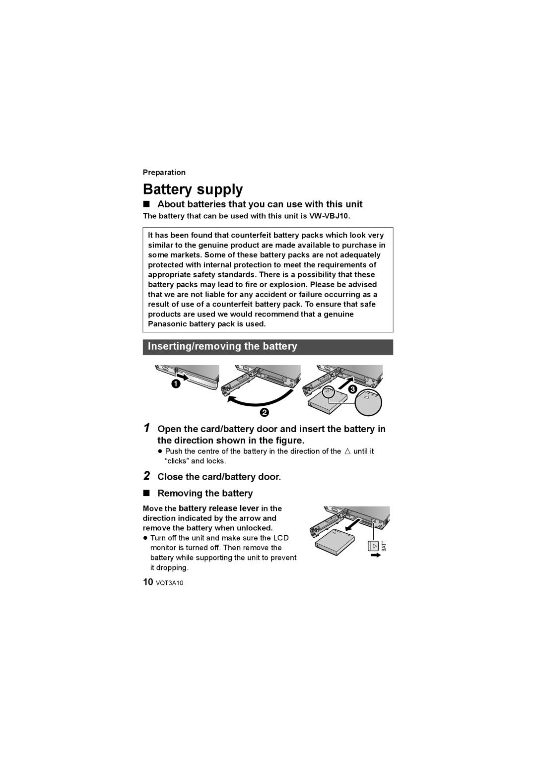 Panasonic HM-TA1 Battery supply, Inserting/removing the battery, About batteries that you can use with this unit 