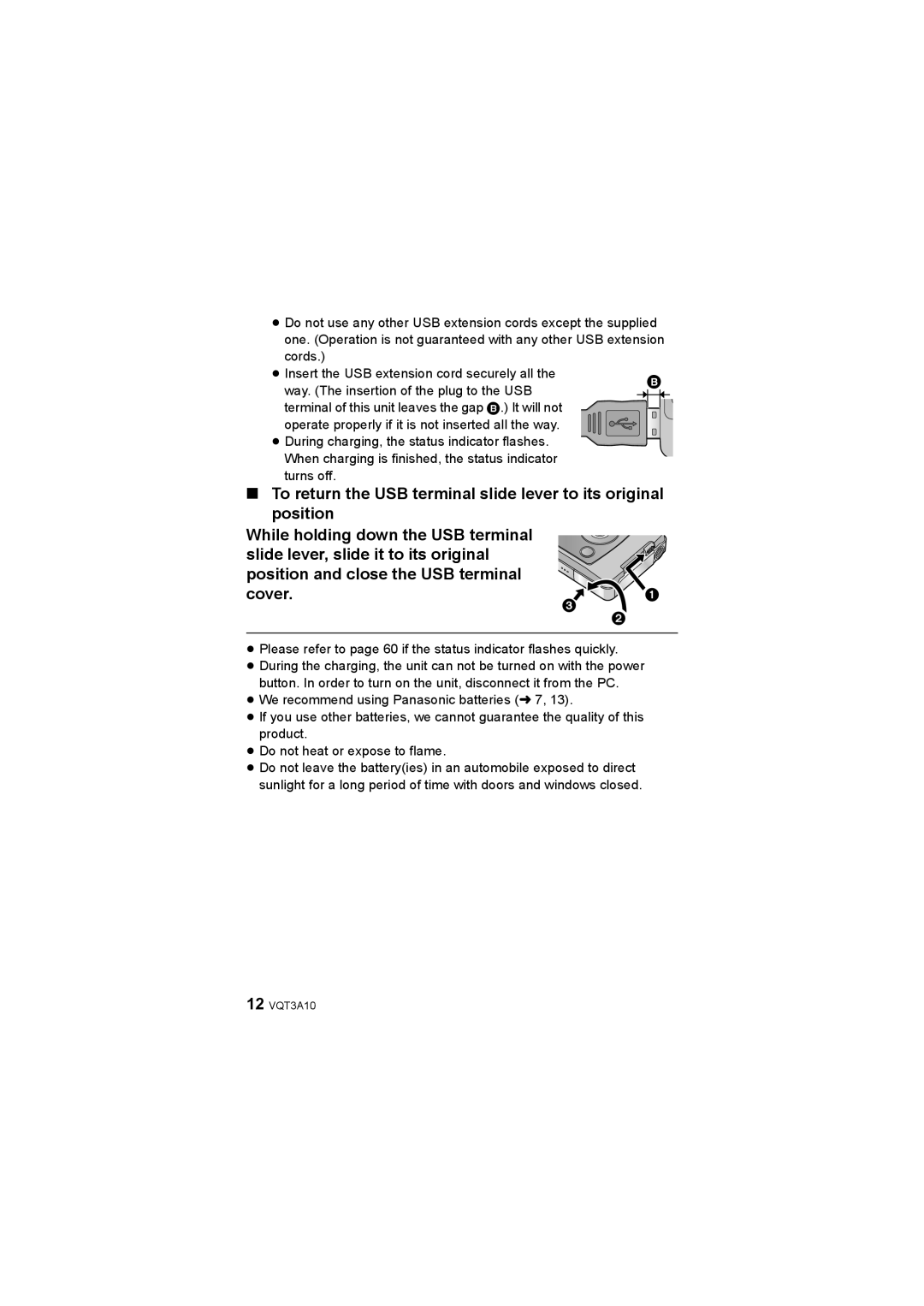 Panasonic HM-TA1 operating instructions 12 VQT3A10 