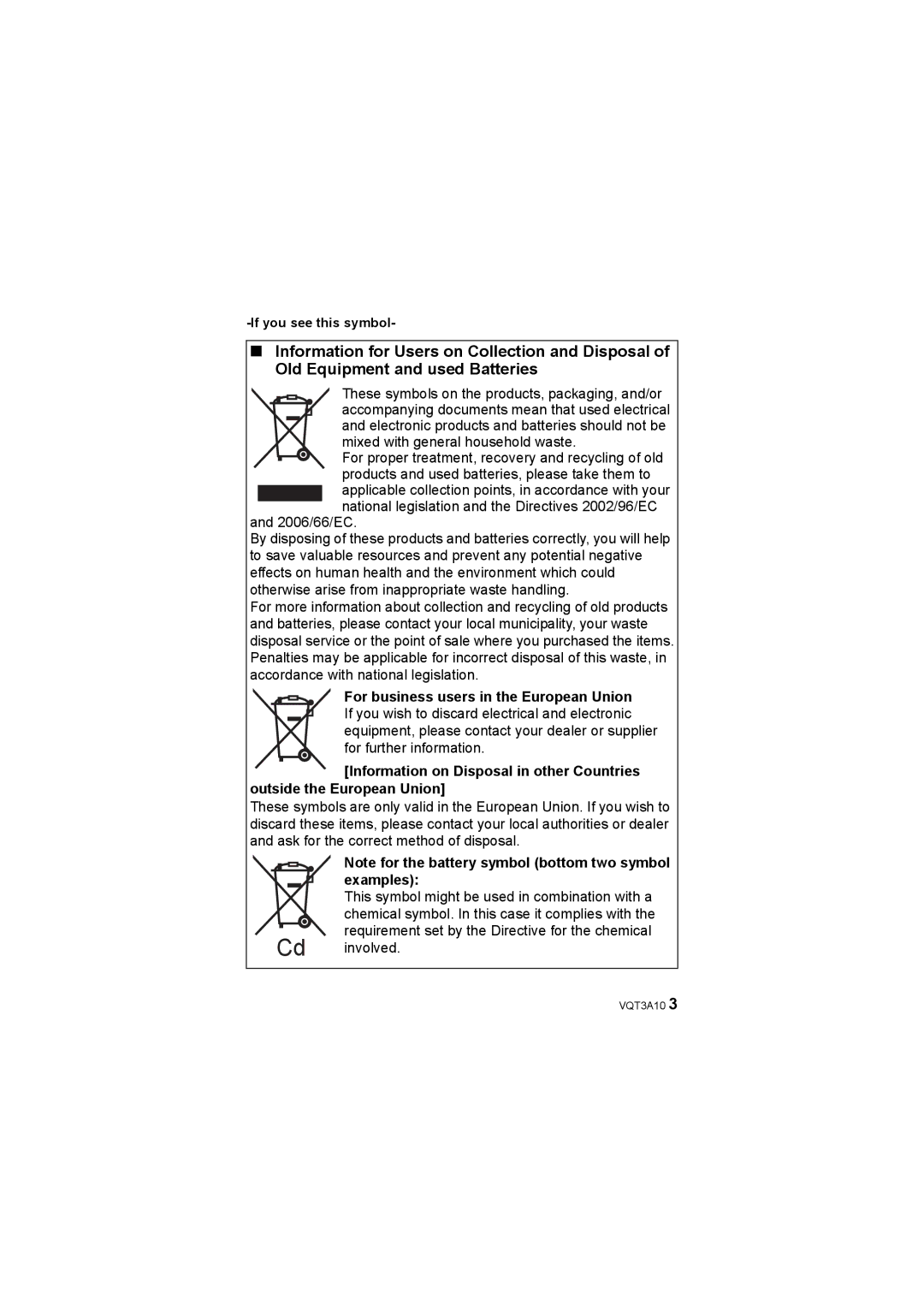 Panasonic HM-TA1 operating instructions If you see this symbol 