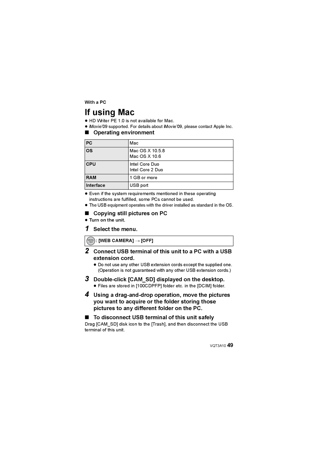 Panasonic HM-TA1 operating instructions 