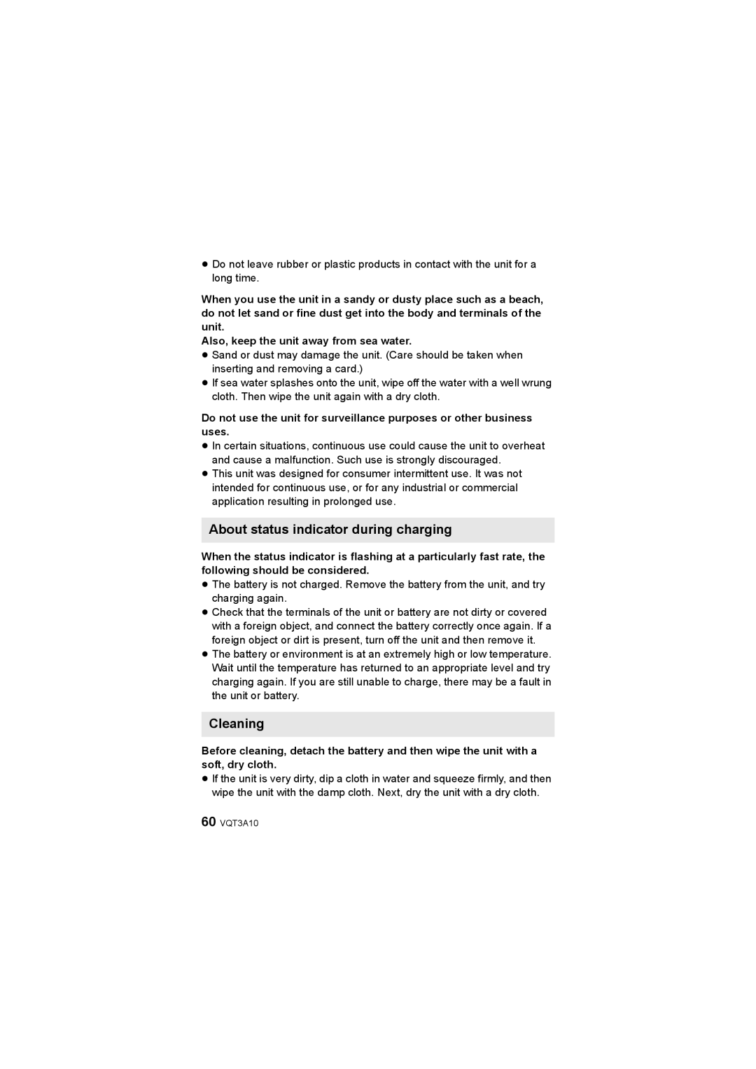 Panasonic HM-TA1 operating instructions About status indicator during charging, Cleaning 