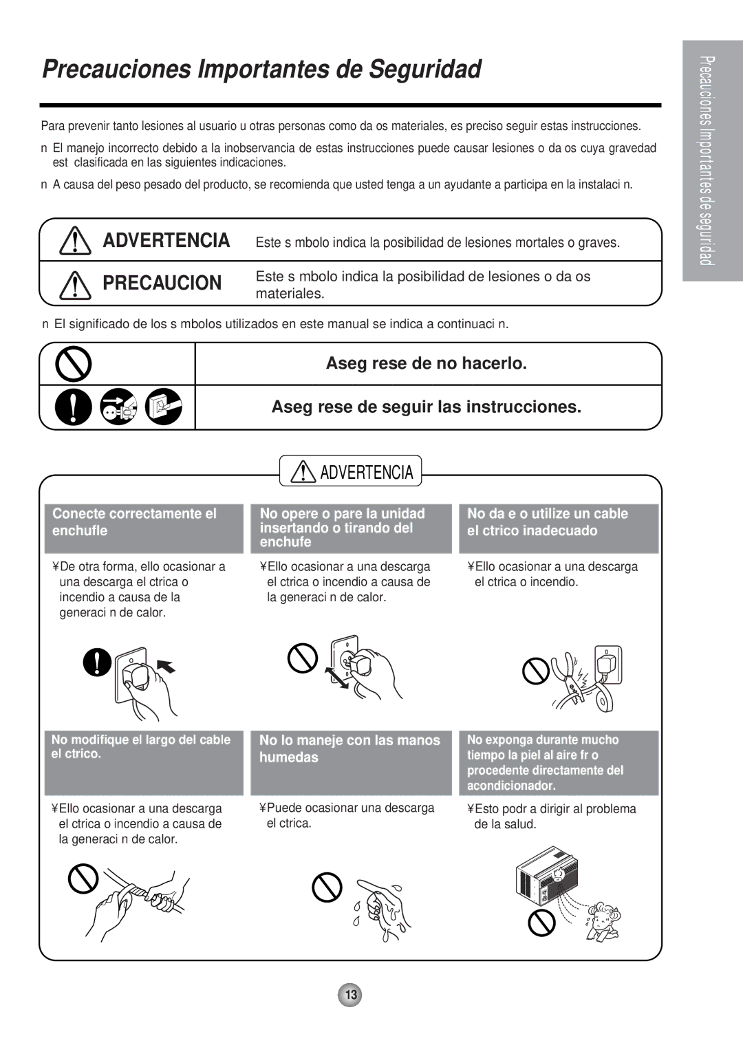 Panasonic HQ-2051RH manual Conecte correctamente el enchufle, No opere o pare la unidad insertando o tirando del enchufe 