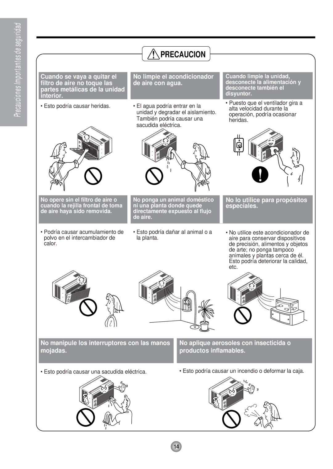 Panasonic HQ-2051RH manual No lo utilice para propósitos especiales, No manipule los interruptores con las manos mojadas 