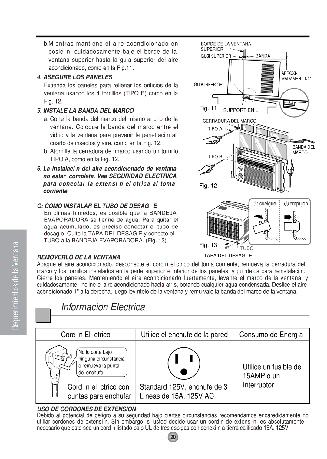 Panasonic HQ-2051RH manual Informacion Electrica 