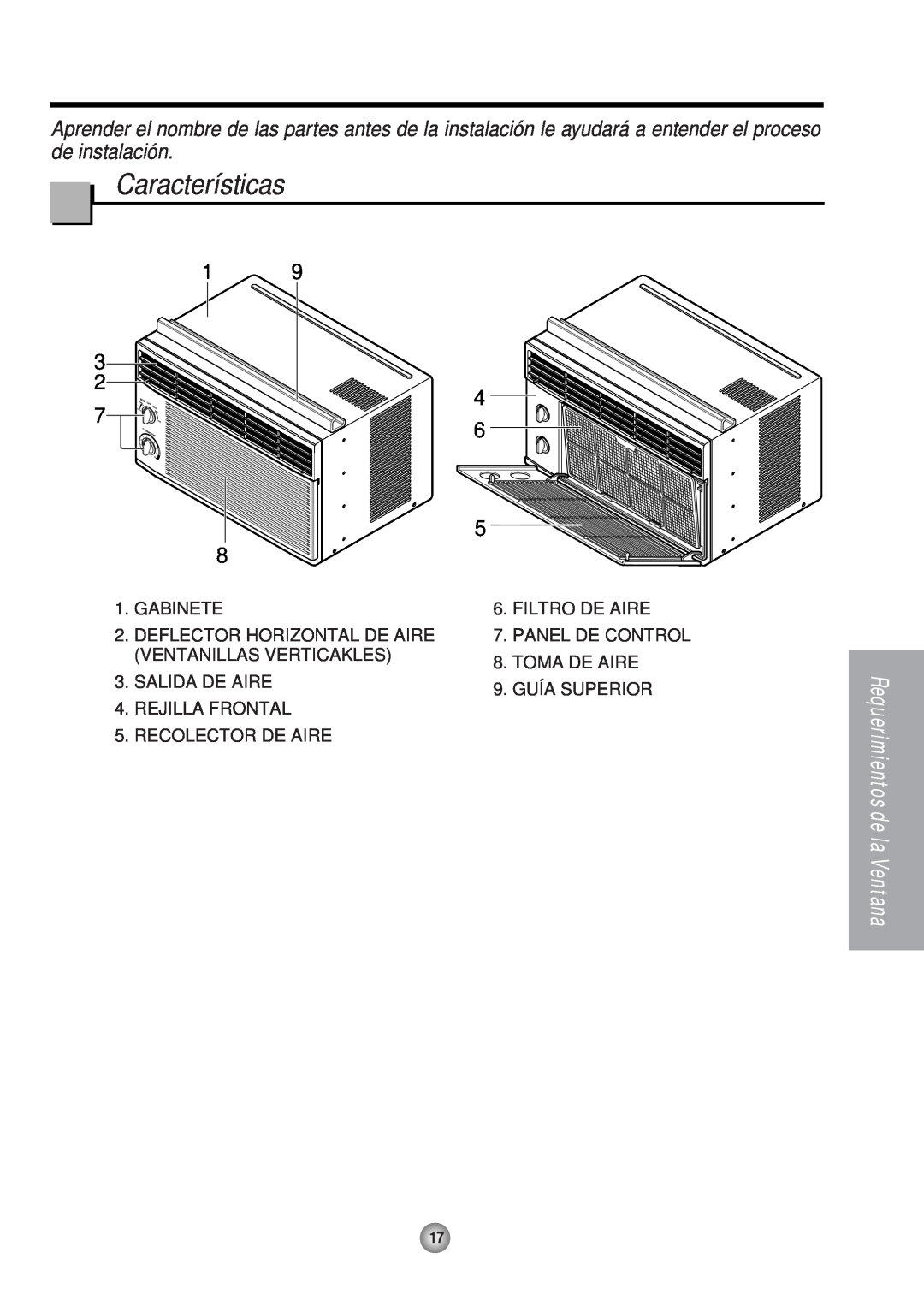 Panasonic HQ-2051RH manual Características, 1 3 2, Gabinete, SALIDA DE AIRE 4.REJILLA FRONTAL, Recolector De Aire 