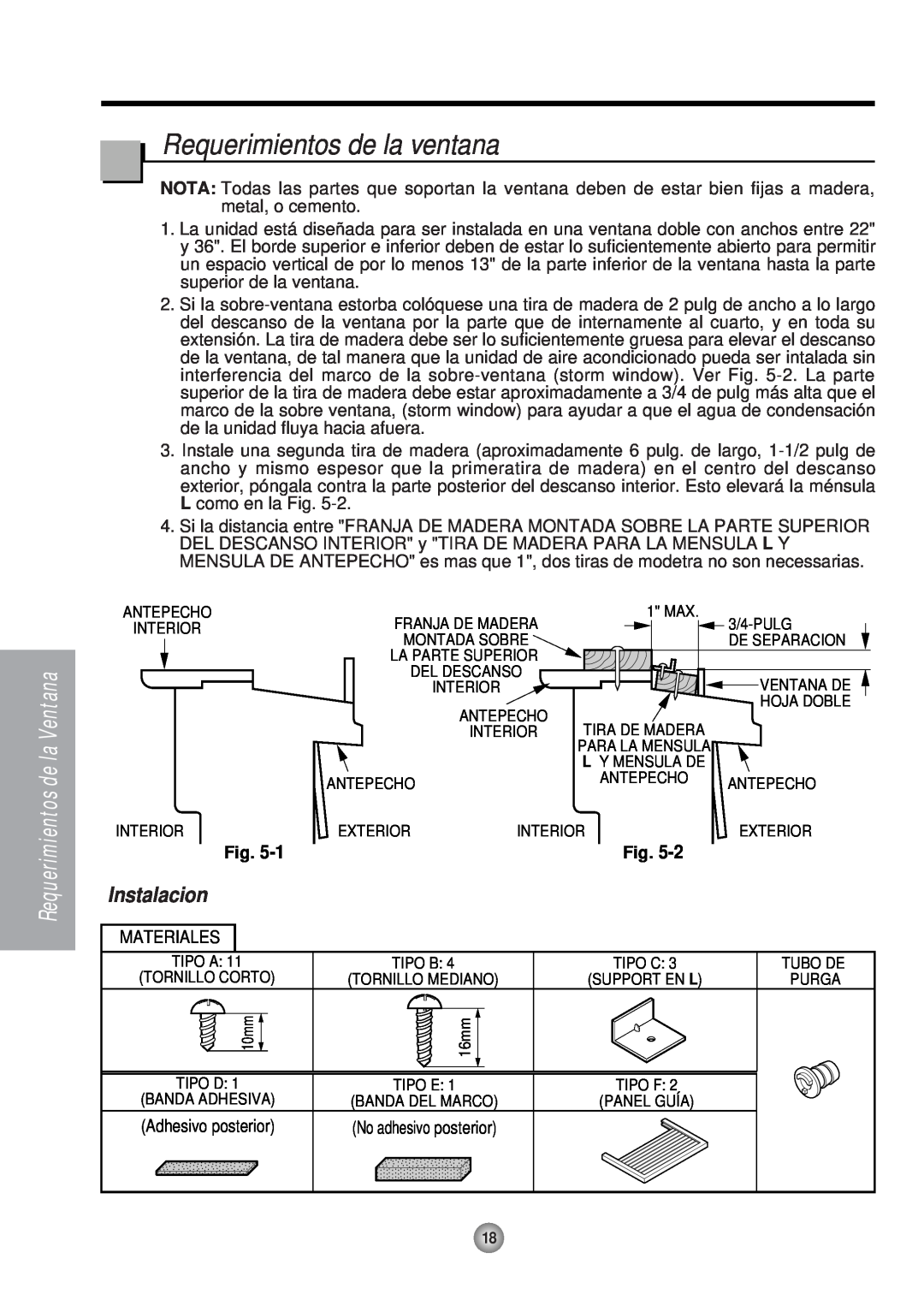 Panasonic HQ-2051RH manual Requerimientos de la ventana, Instalacion 