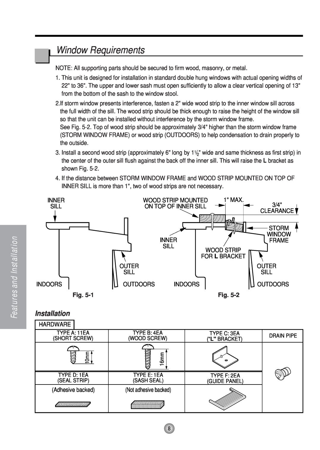 Panasonic HQ-2051RH manual Window Requirements, Features and Installation 