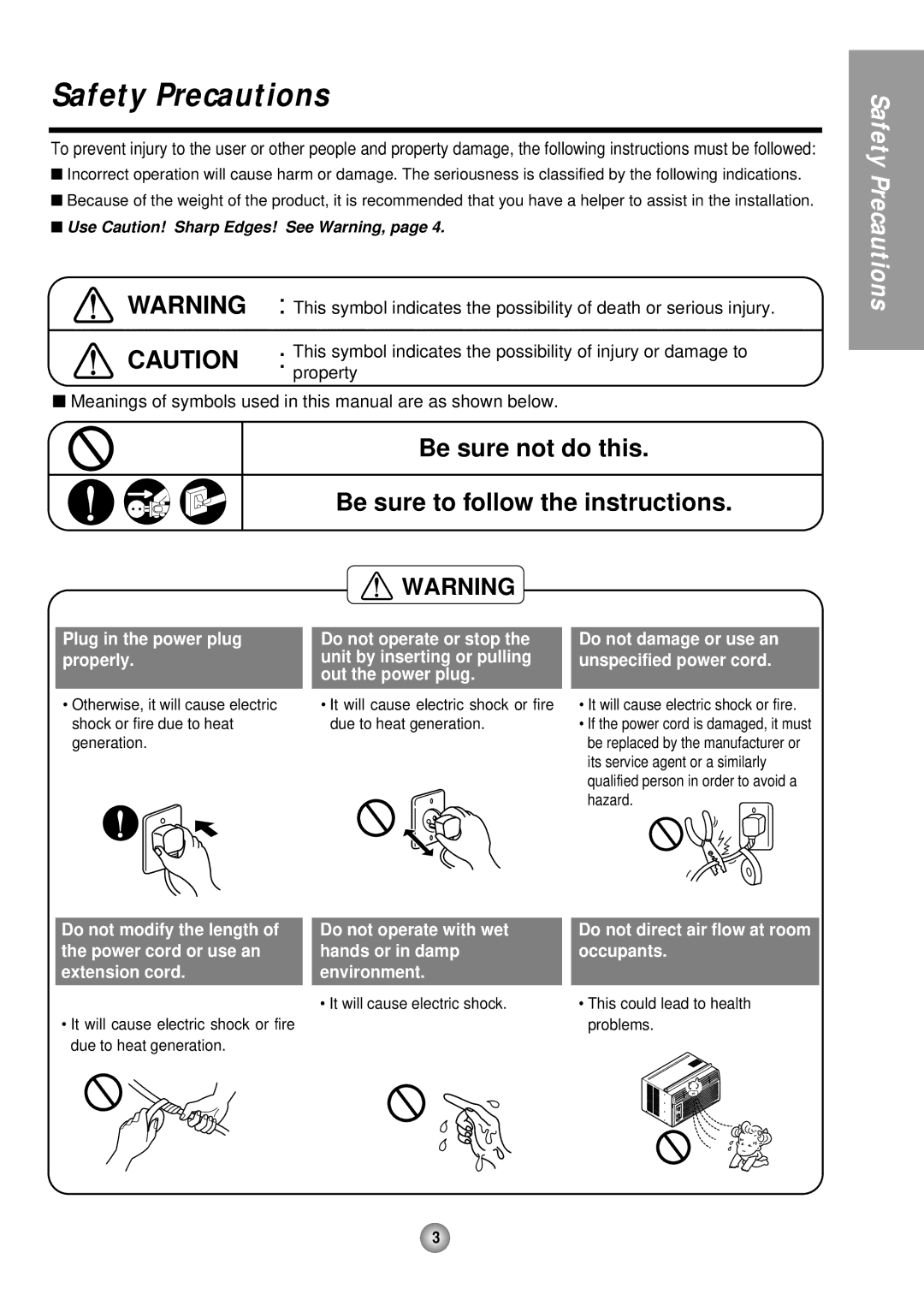 Panasonic HQ-2051TH manual Safety Precautions, Be sure not do this Be sure to follow the instructions 