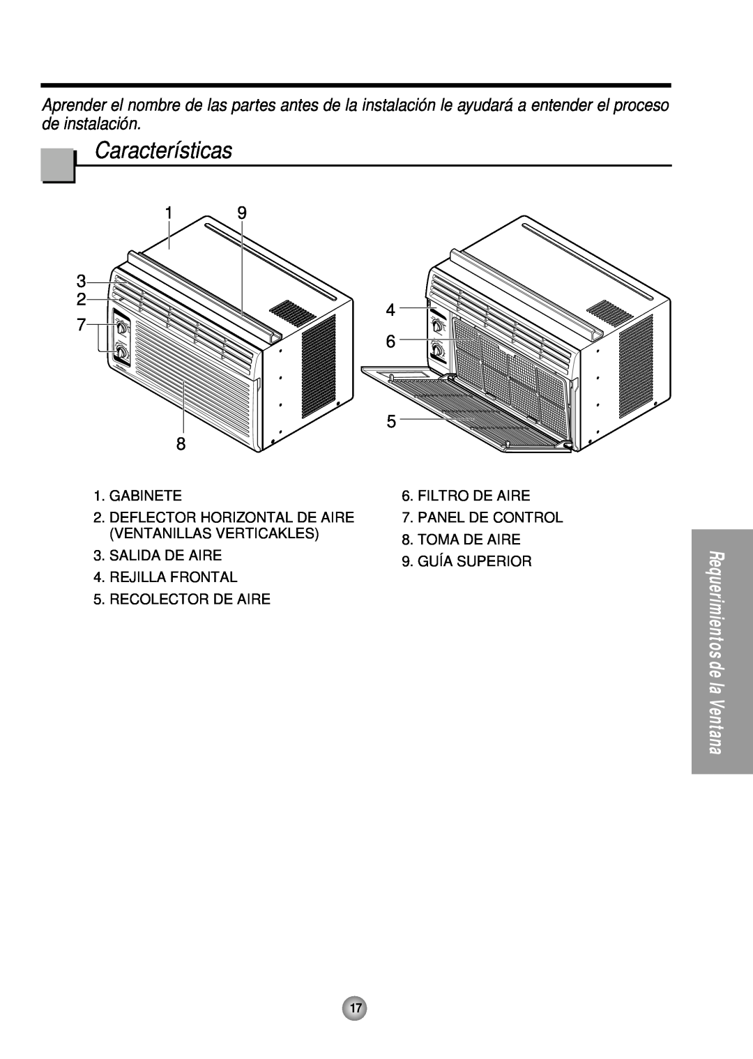 Panasonic HQ-2051TH manual Características, Gabinete, SALIDA DE AIRE 4.REJILLA FRONTAL, Recolector De Aire 