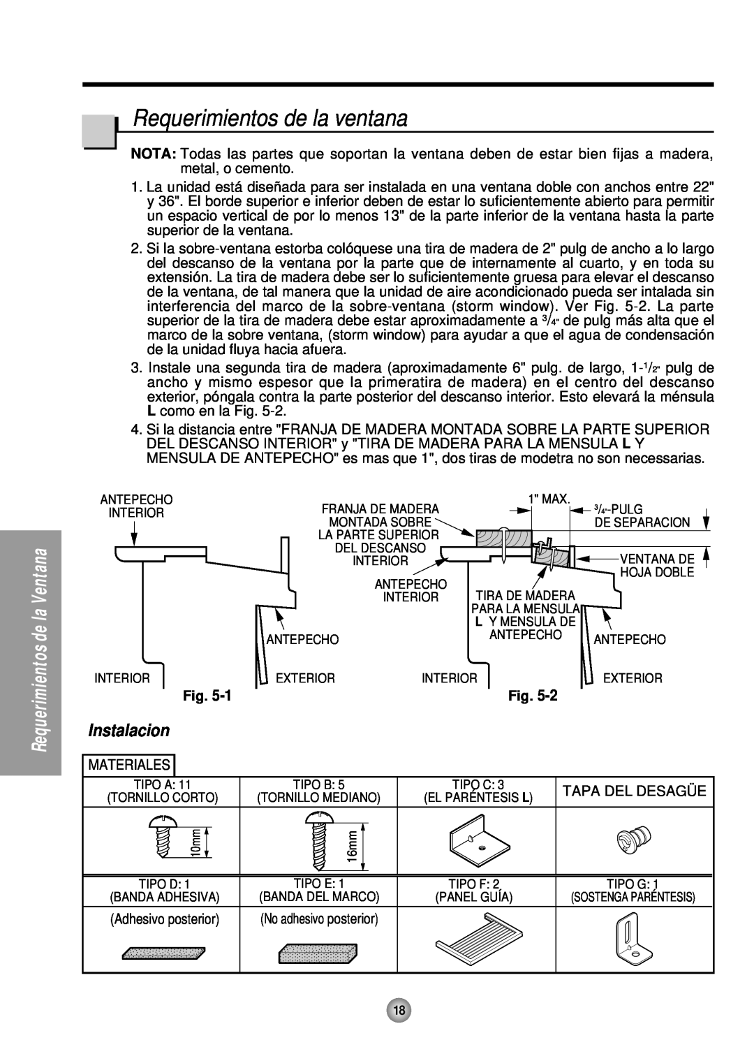 Panasonic HQ-2051TH manual Requerimientos de la ventana, Instalacion 