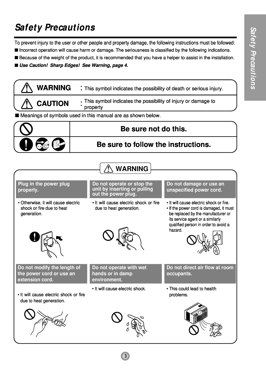 Panasonic HQ-2051TH manual Safety Precautions, Be sure not do this, Be sure to follow the instructions 
