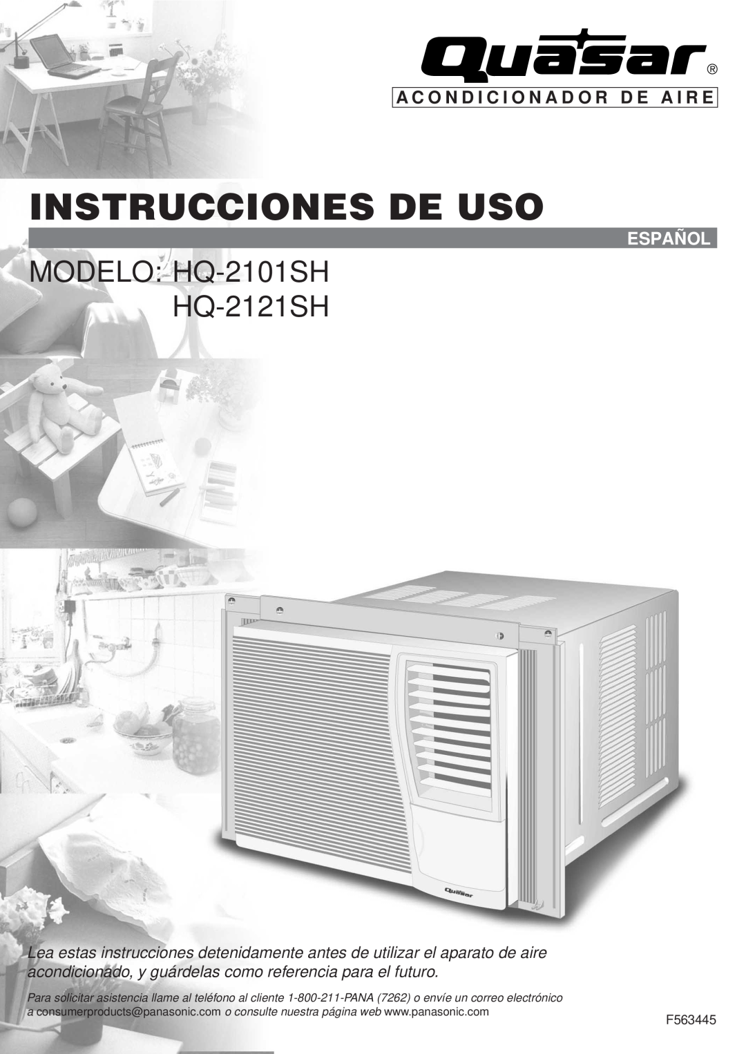 Panasonic Instrucciones De Uso, MODELO HQ-2101SH HQ-2121SH, A C O N D I C I O N A D O R D E A I R E, Español, F563445 