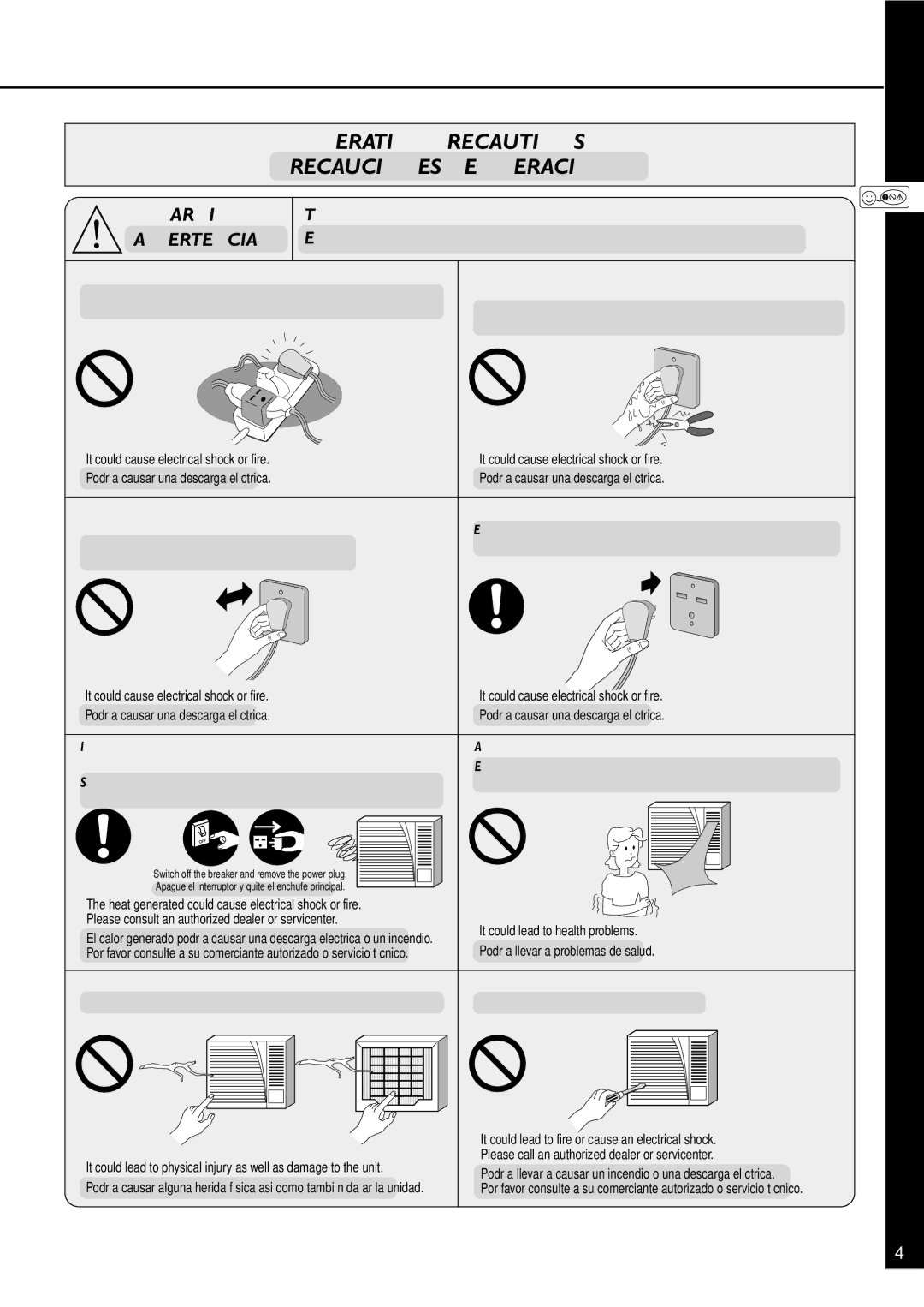 Panasonic HQ-2201SH manual Operation Precautions Precauciones DE Operación, Advertencia 