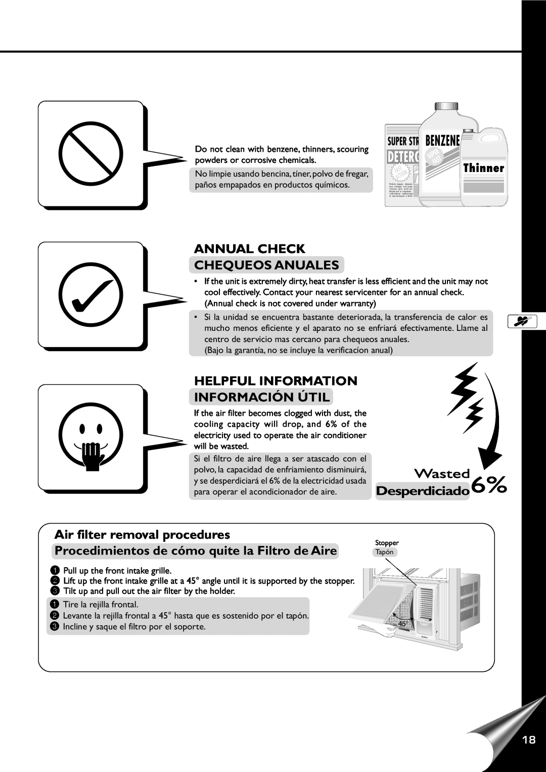 Panasonic HQ-2201SH manual Annual Check Chequeos Anuales, Helpful Information Información Útil, Desperdiciado 