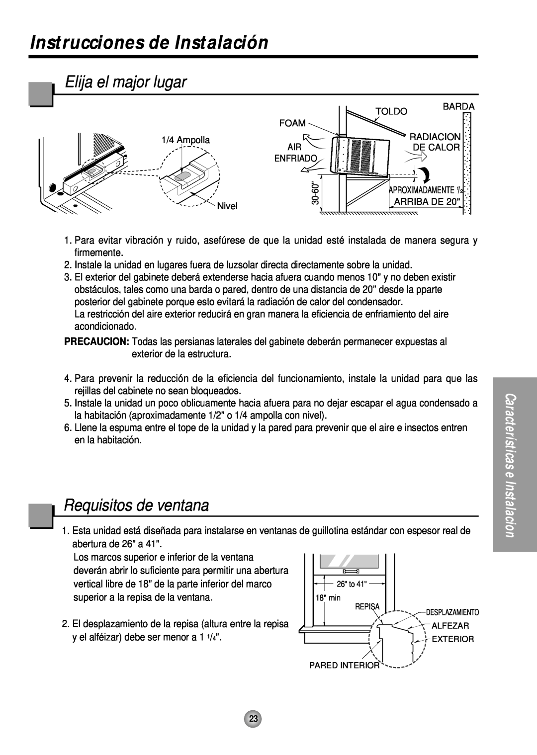 Panasonic HQ-2243TH manual Instrucciones de Instalación, Elija el major lugar, Requisitos de ventana 