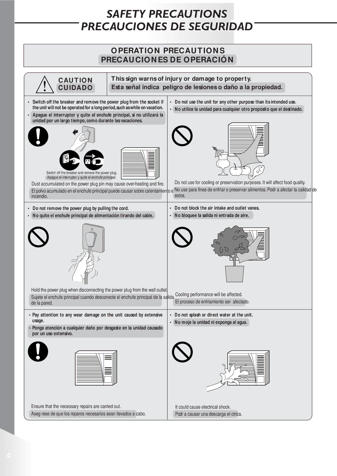 Panasonic HQ2061QH, HQ2081QH operating instructions Cooling performance will be affected 