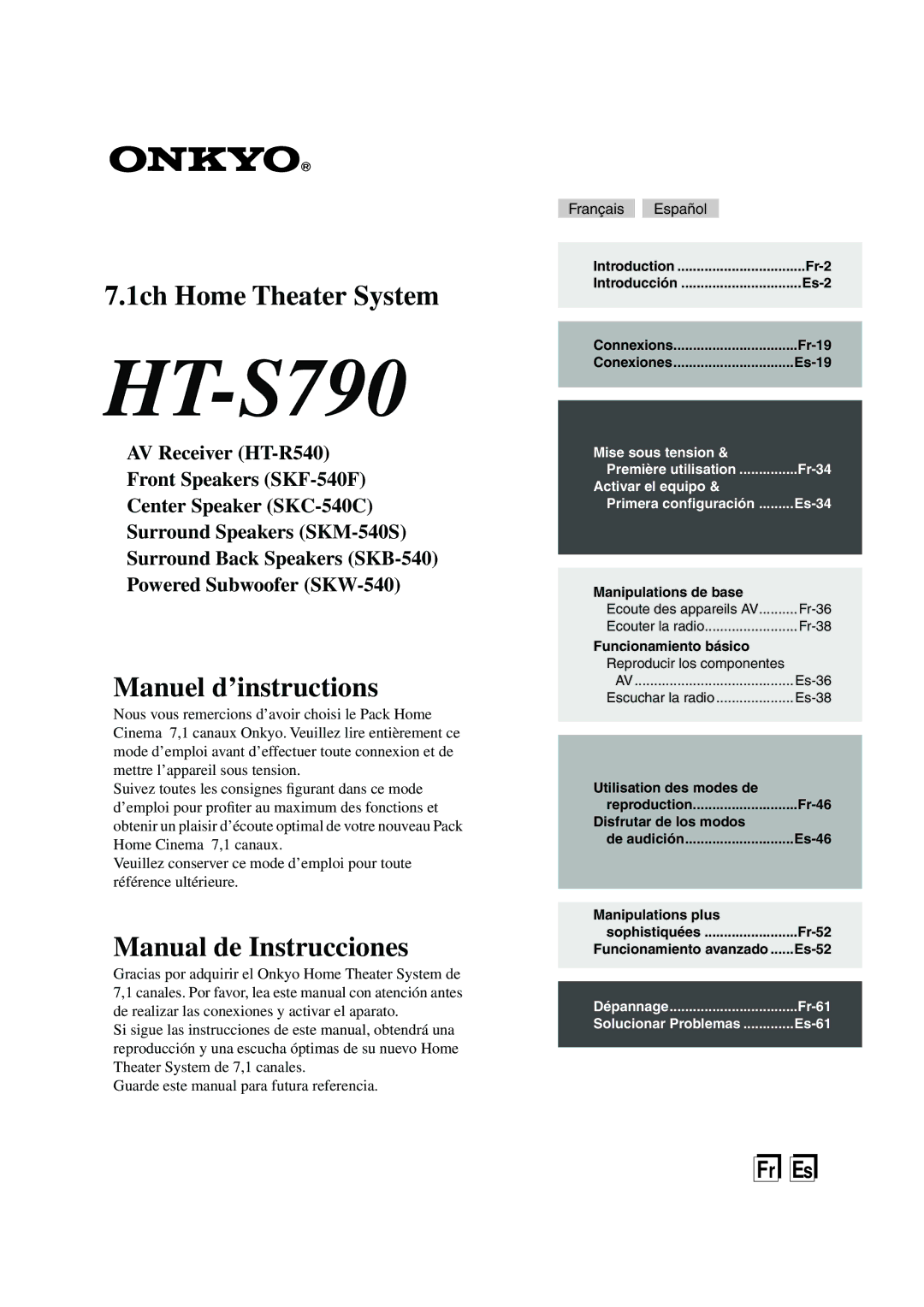 Panasonic HT-S790 manual Français Español 