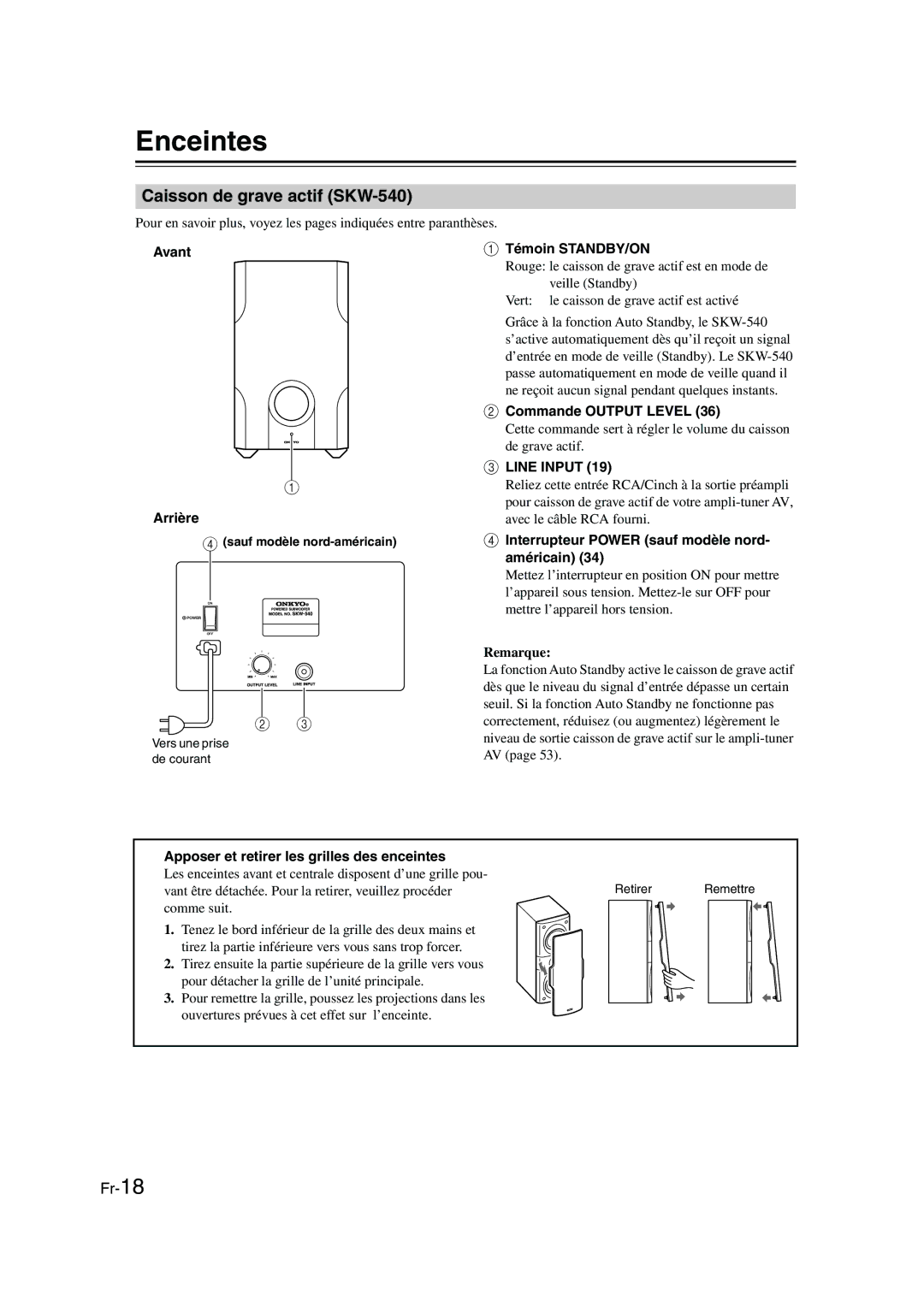 Panasonic HT-S790 manual Enceintes, Caisson de grave actif SKW-540 