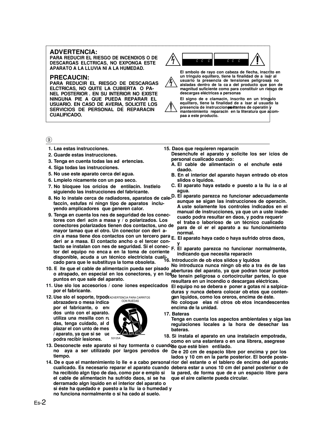 Panasonic HT-S790 manual Instrucciones de seguridad importantes 