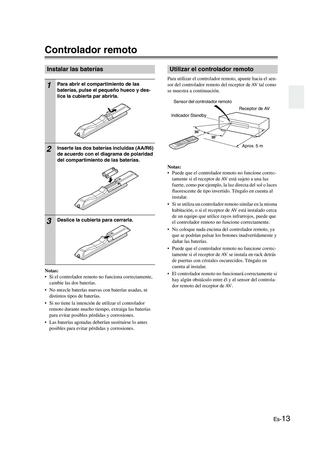 Panasonic HT-S790 manual Controlador remoto, Instalar las baterías, Utilizar el controlador remoto, Notas 