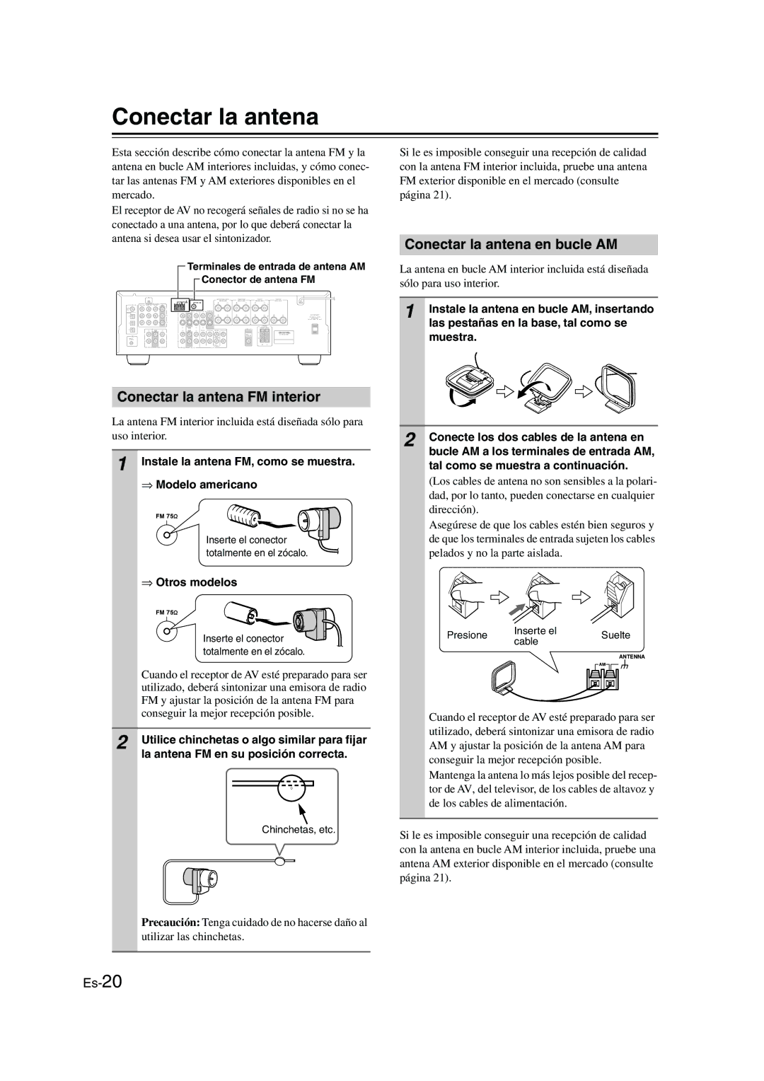 Panasonic HT-S790 manual Conectar la antena FM interior, Conectar la antena en bucle AM, Otros modelos 