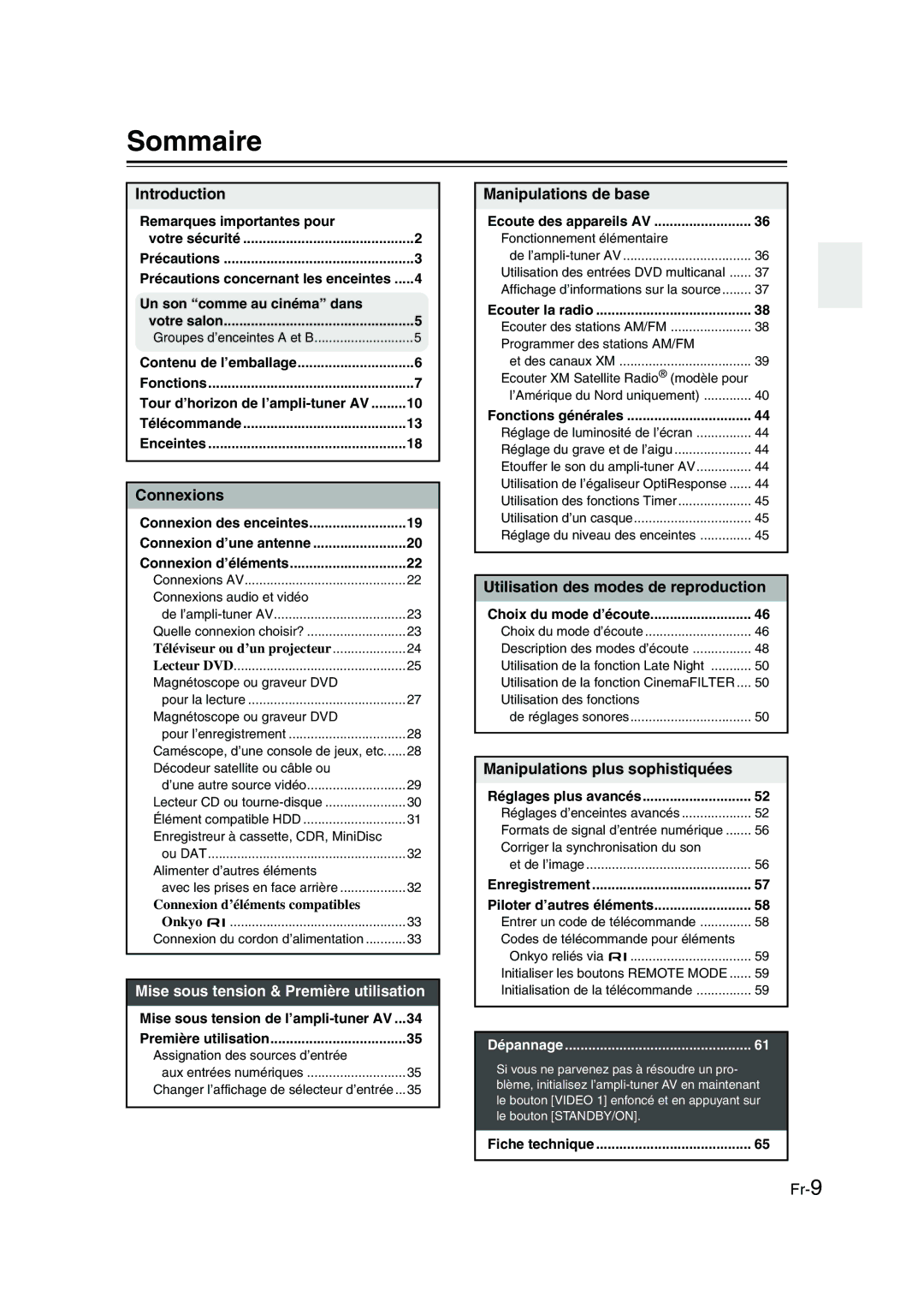 Panasonic HT-S790 manual Sommaire 