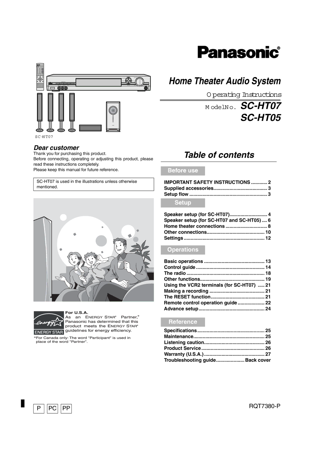 Panasonic HT-SC05, HT-SC07, SC-HT05, SC-HT07 manual SC -H T07, #$%&#%*+&%,#+ 