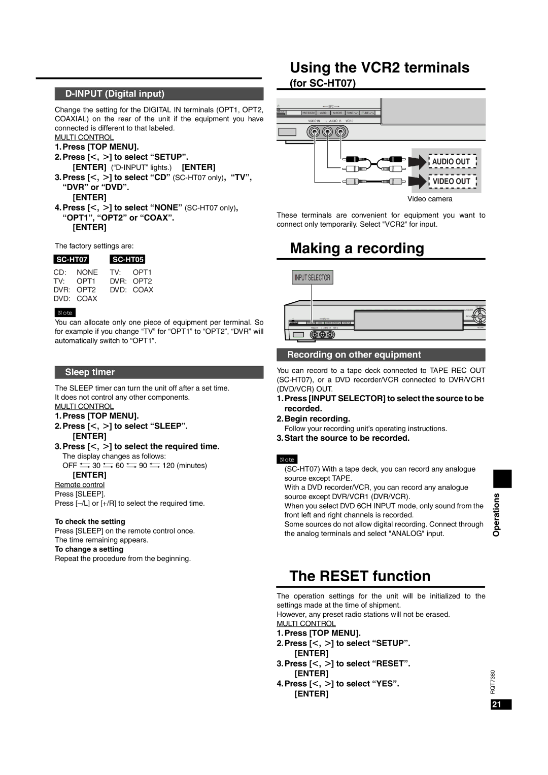 Panasonic HT-SC05, HT-SC07, SC-HT05, SC-HT07 manual N3ON3O, N0O=NONO, 0JK JQ0RK N5O 