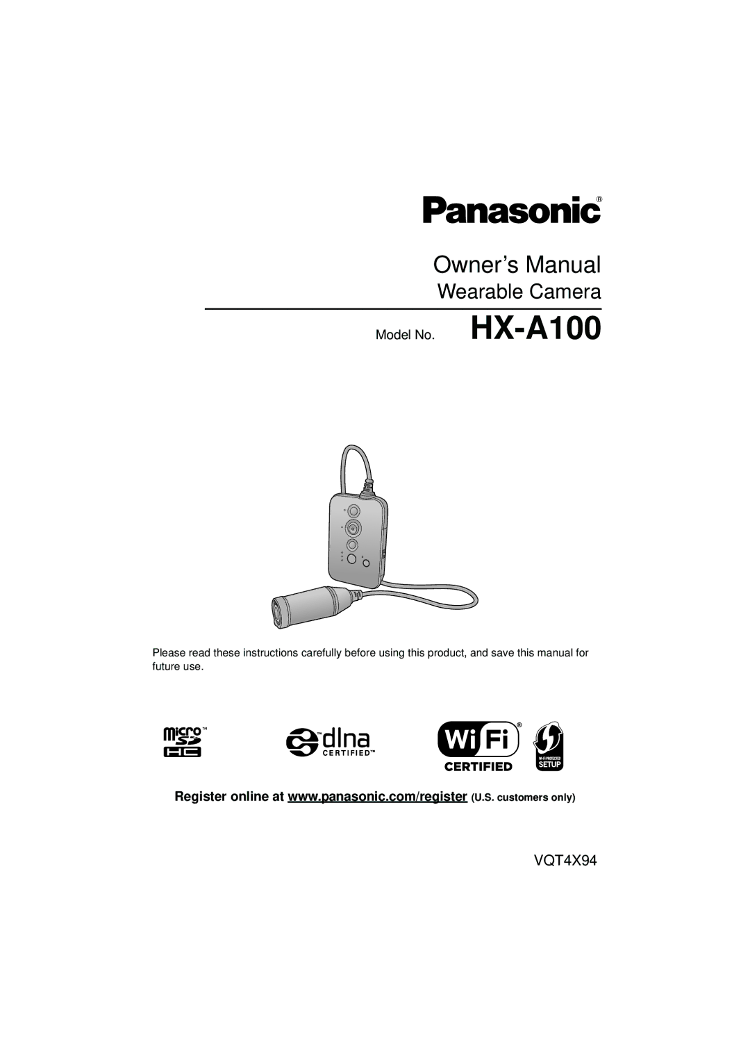 Panasonic HX-A100 owner manual Wearable Camera 