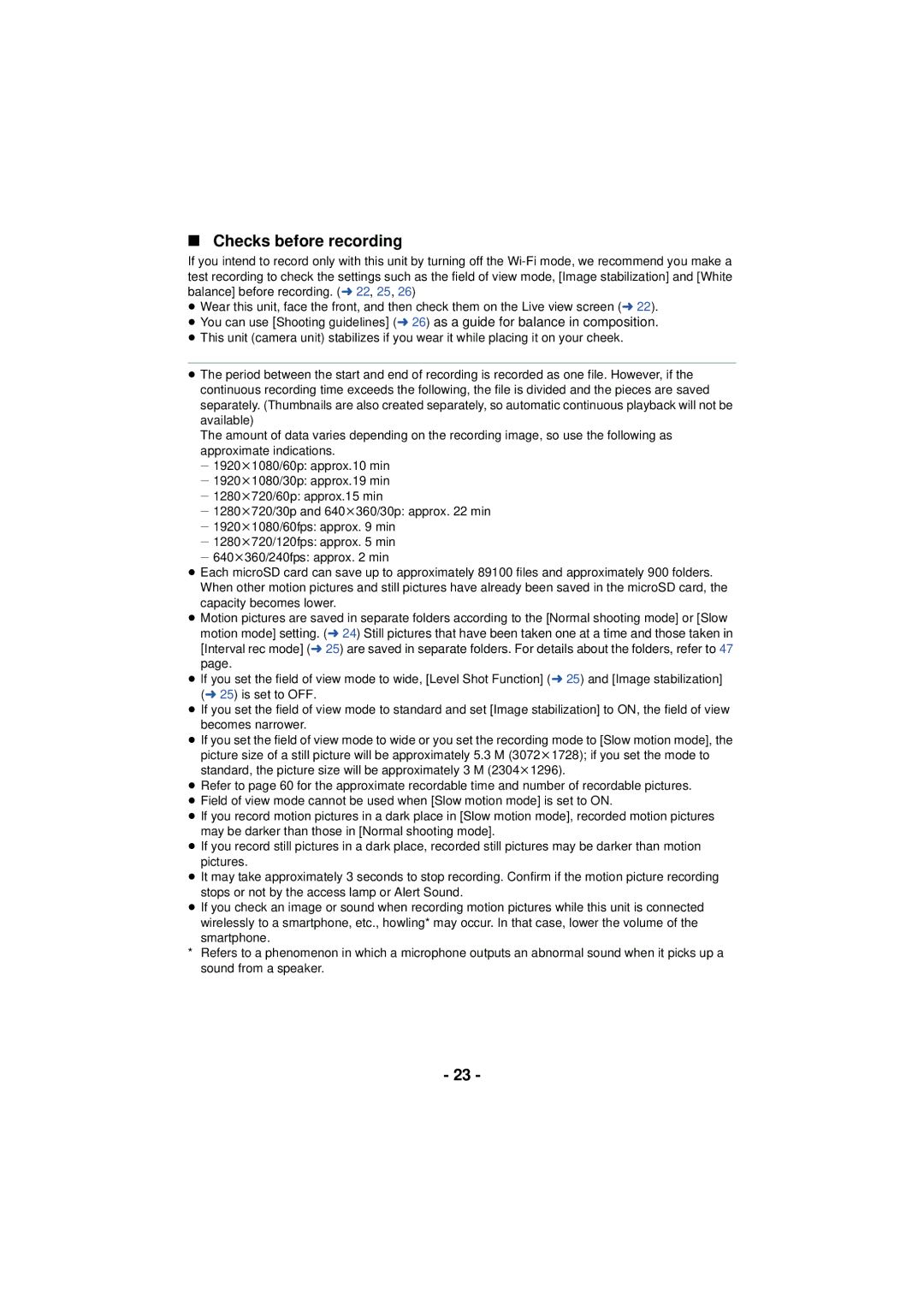 Panasonic HX-A100 owner manual Checks before recording 