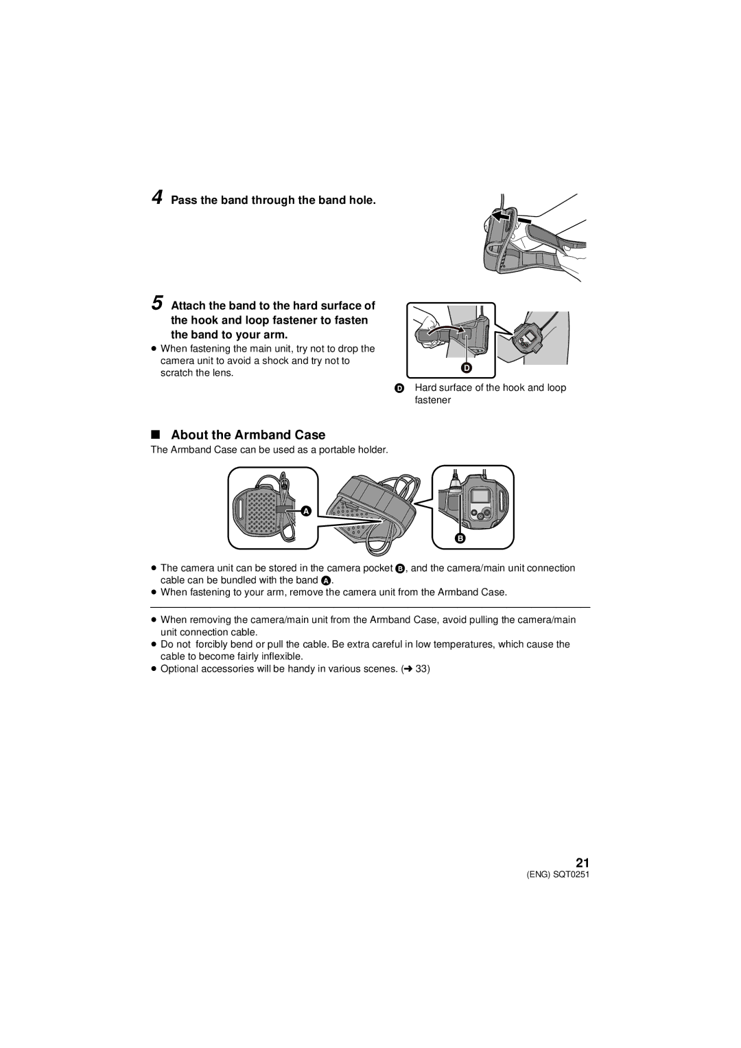 Panasonic HX-A500 owner manual About the Armband Case, Pass the band through the band hole 