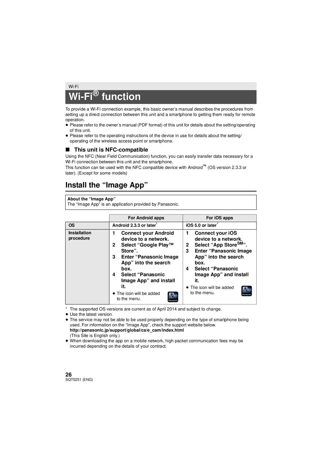 Panasonic HX-A500 Wi-Fifunction, Install the Image App, This unit is NFC-compatible, Connect your Android Connect your iOS 