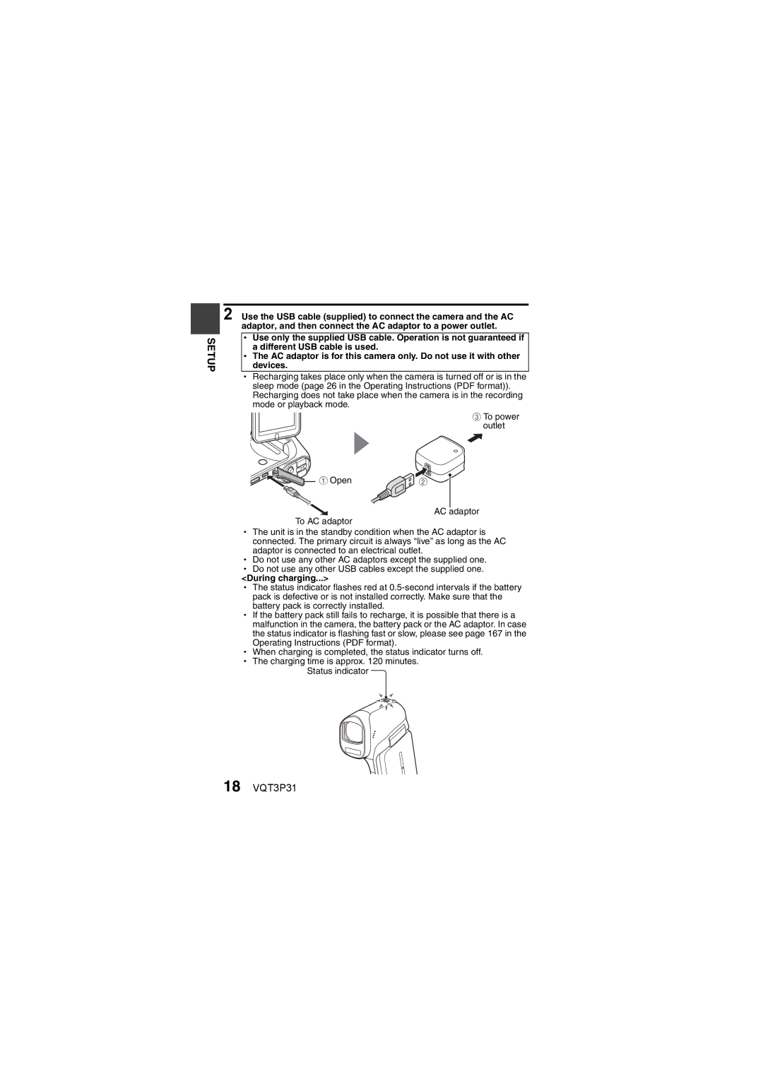 Panasonic HX-DC10 operating instructions 18 VQT3P31, During charging 