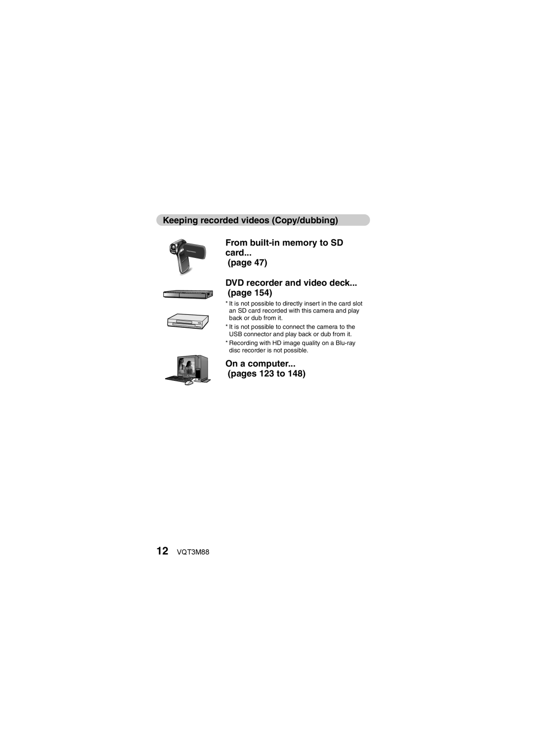 Panasonic HX-DC10 owner manual On a computer Pages 123 to, 12 VQT3M88 