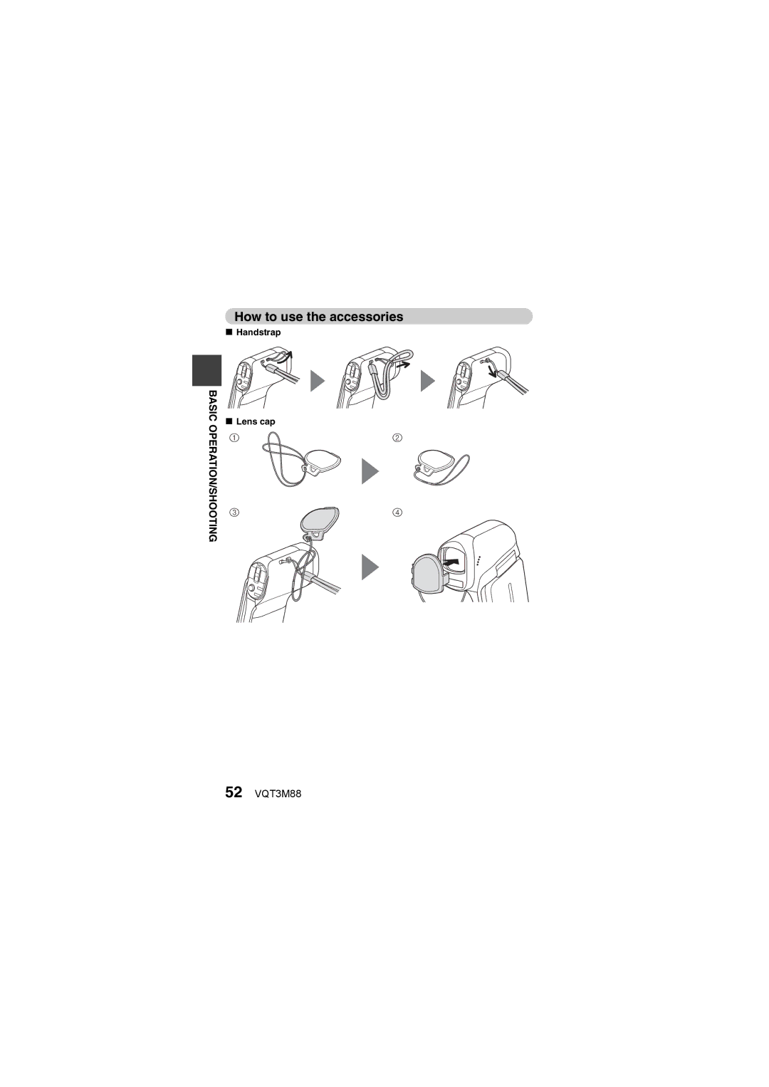 Panasonic HX-DC10 owner manual How to use the accessories, 52 VQT3M88 