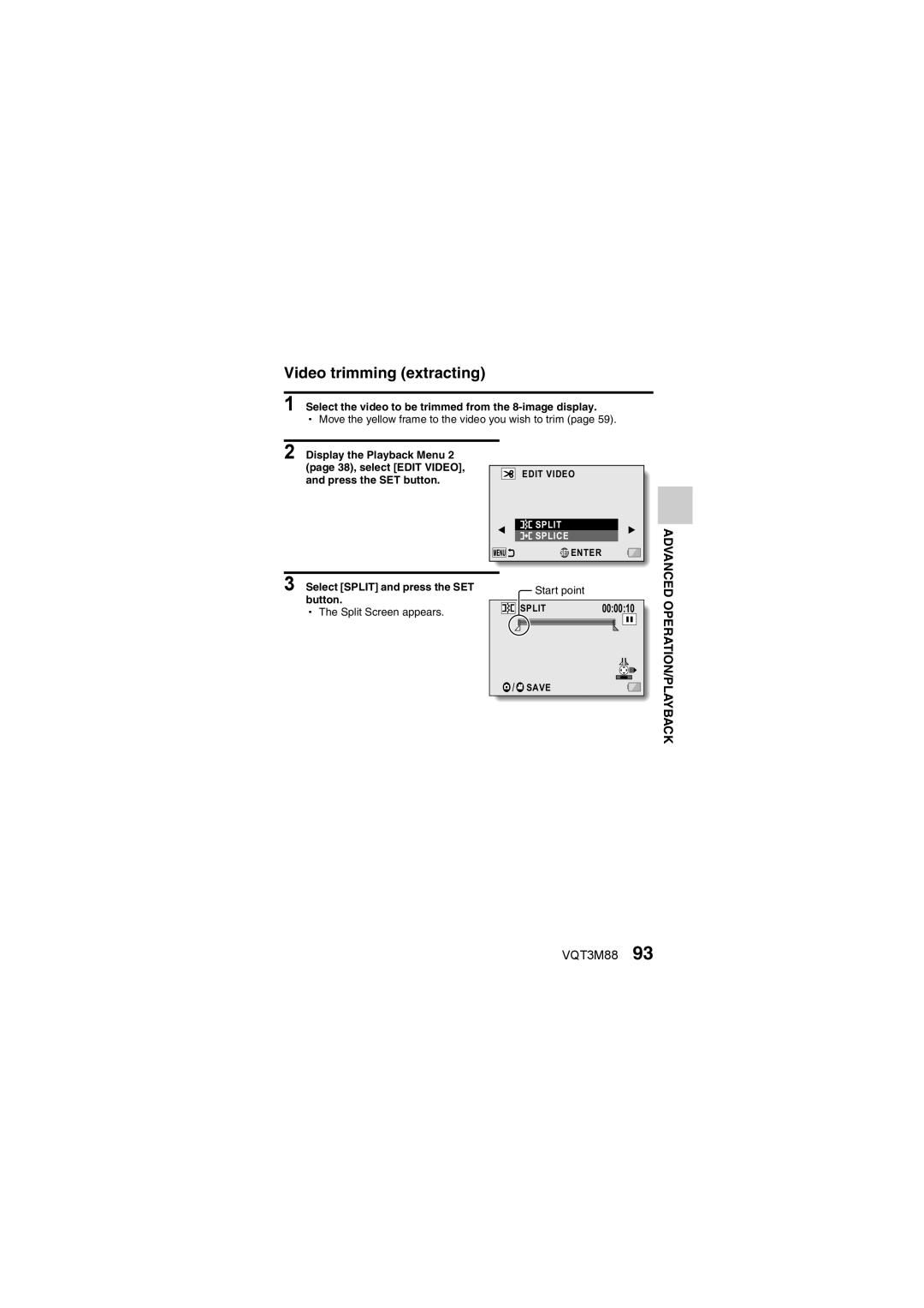 Panasonic HX-DC10 owner manual Video trimming extracting, Select the video to be trimmed from the 8-image display 