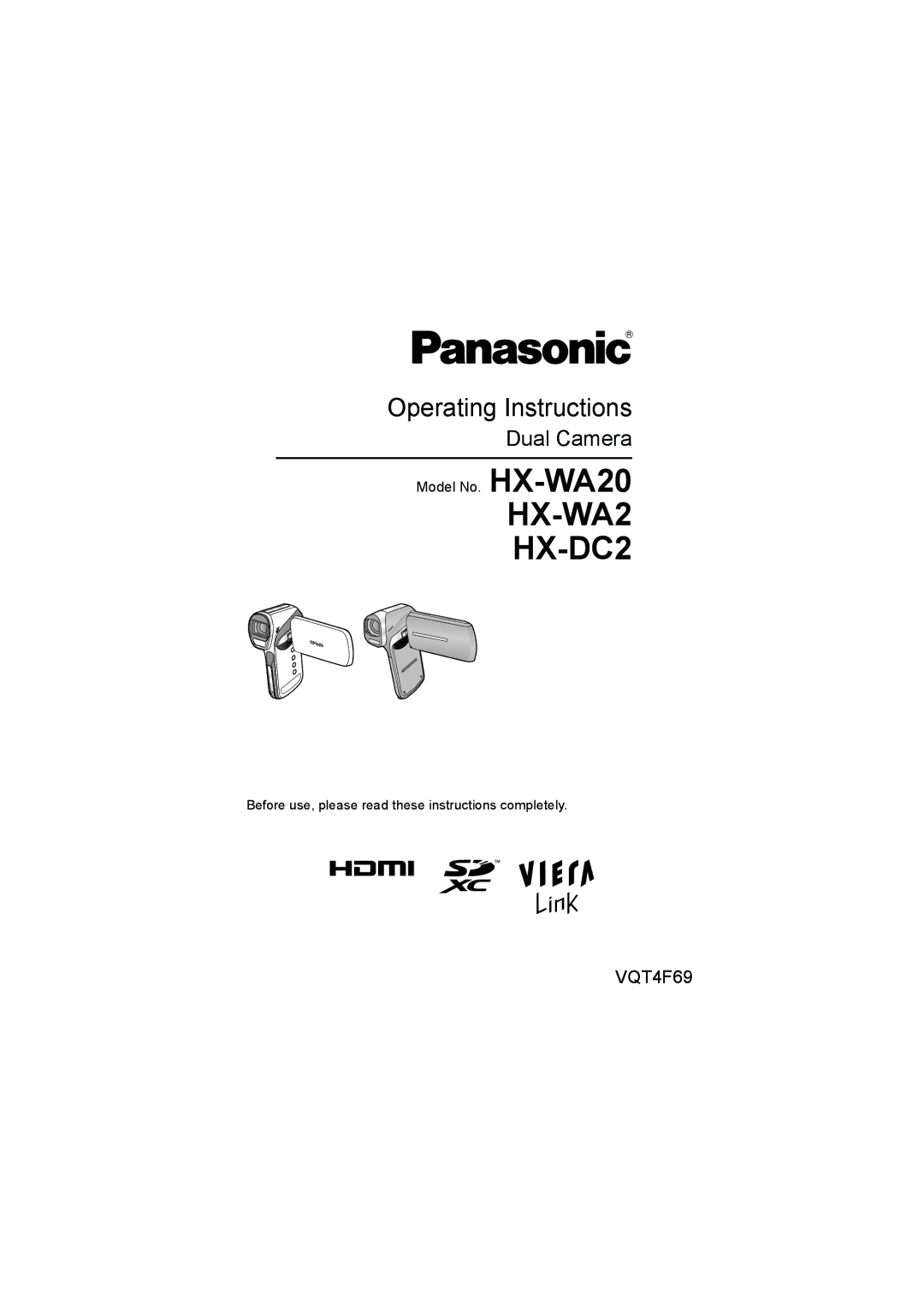 Panasonic HX-WA20 operating instructions HX-WA2 HX-DC2 