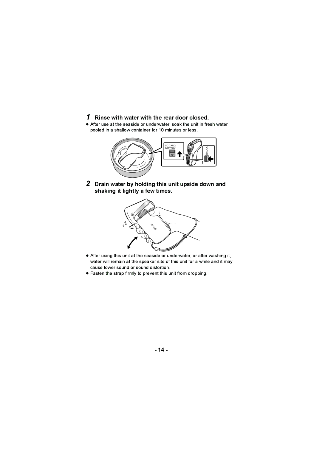 Panasonic HX-WA20, HX-DC2 operating instructions Rinse with water with the rear door closed 