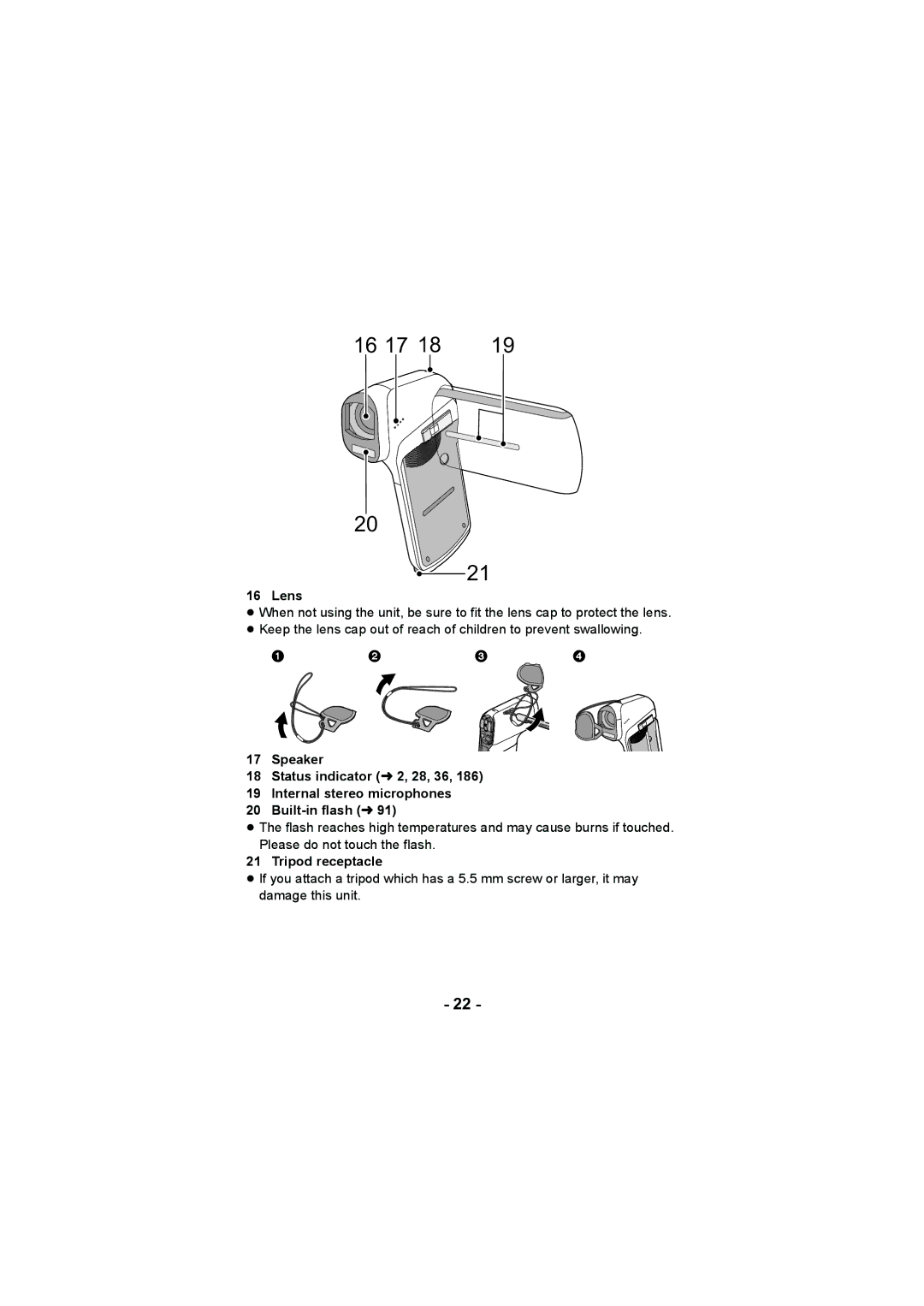 Panasonic HX-DC2, HX-WA20 operating instructions 16 17, Lens 