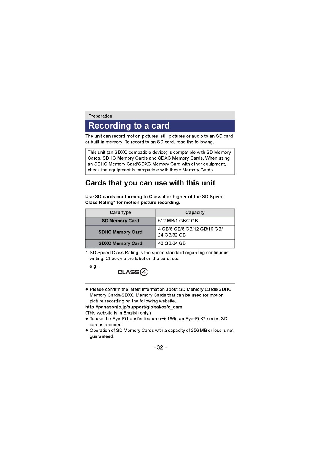 Panasonic HX-WA20, HX-DC2 operating instructions Recording to a card, Cards that you can use with this unit 