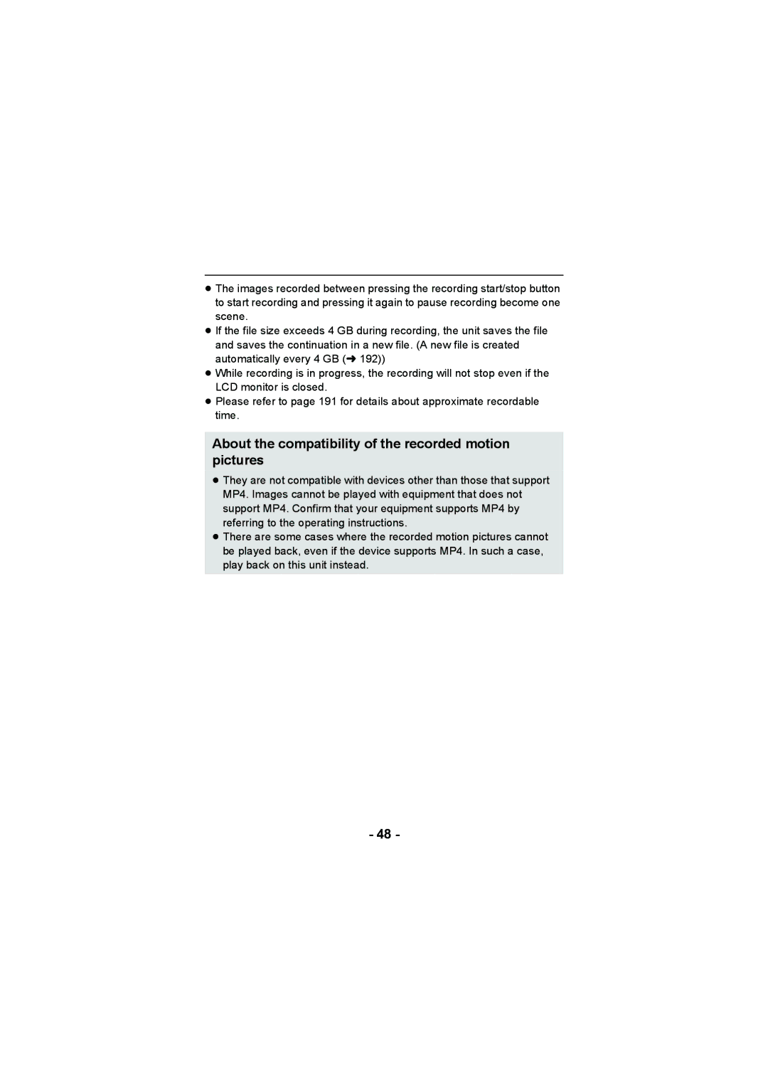 Panasonic HX-DC2, HX-WA20 operating instructions About the compatibility of the recorded motion pictures 