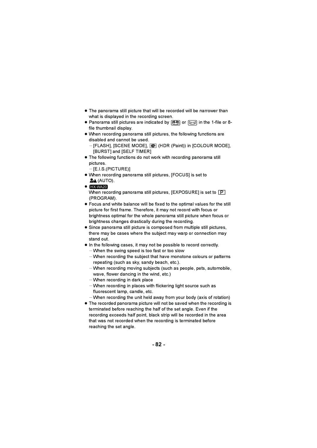 Panasonic HX-DC2 operating instructions ≥ HX-WA20 