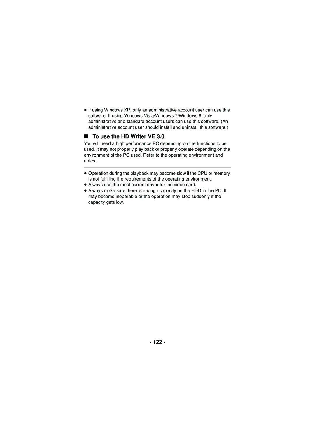 Panasonic HX-DC3 owner manual To use the HD Writer VE, 122 