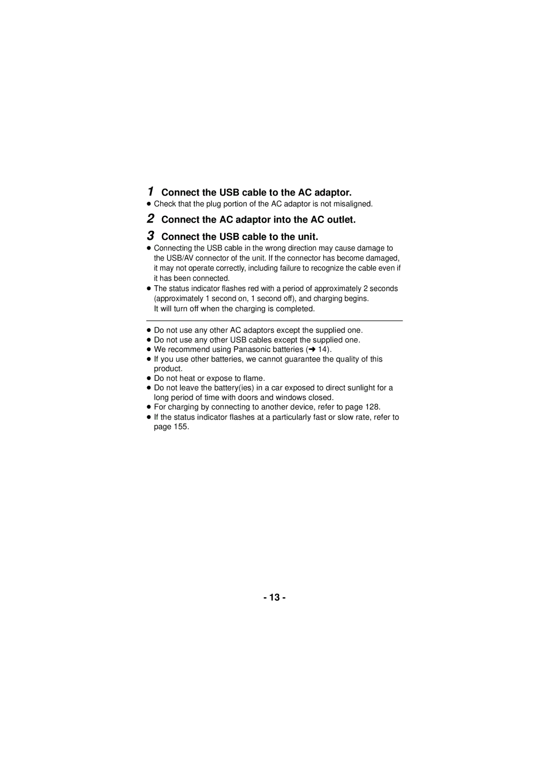 Panasonic HX-DC3 owner manual Connect the USB cable to the AC adaptor 