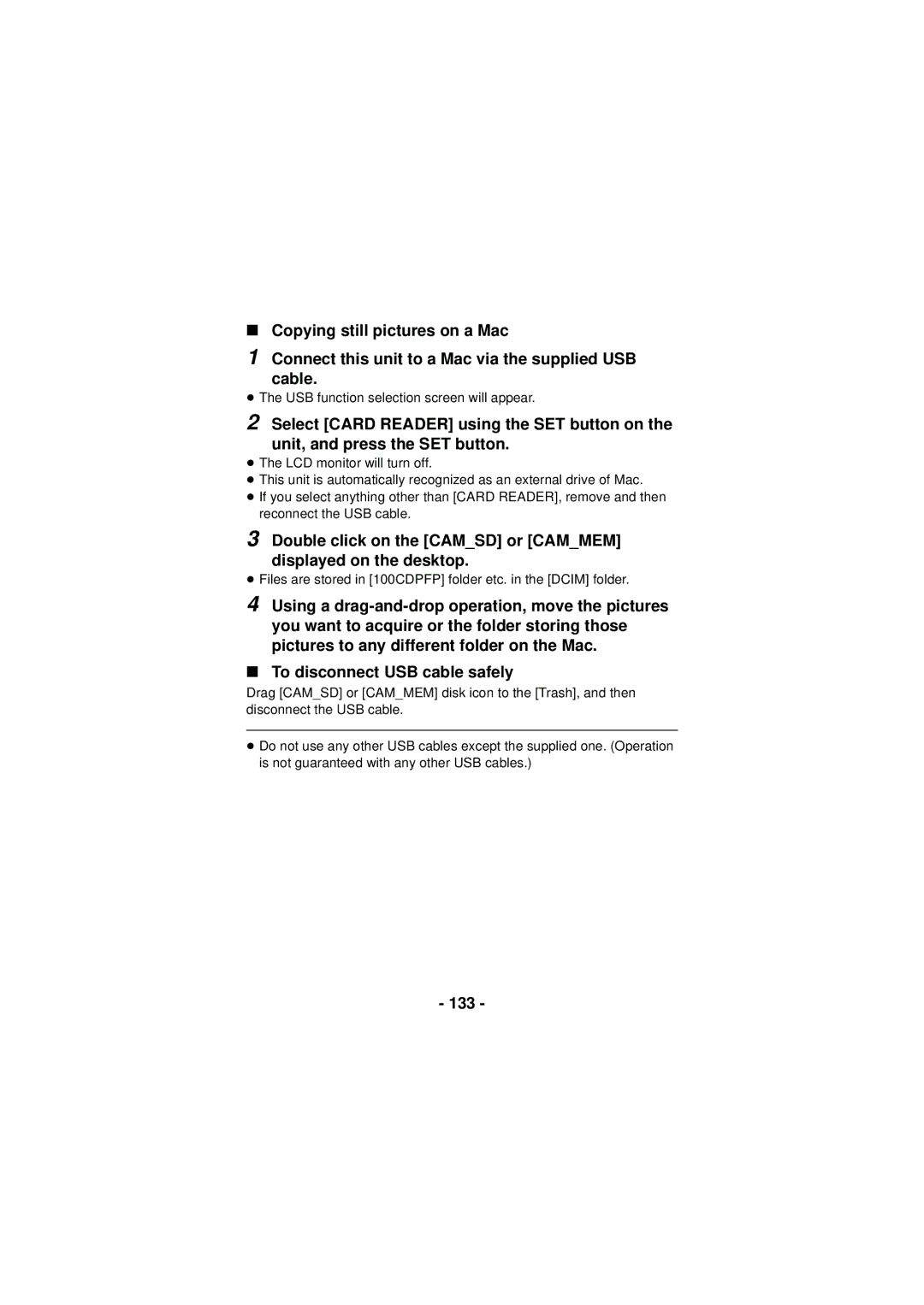 Panasonic HX-DC3 owner manual Double click on the Camsd or Cammem Displayed on the desktop, 133 