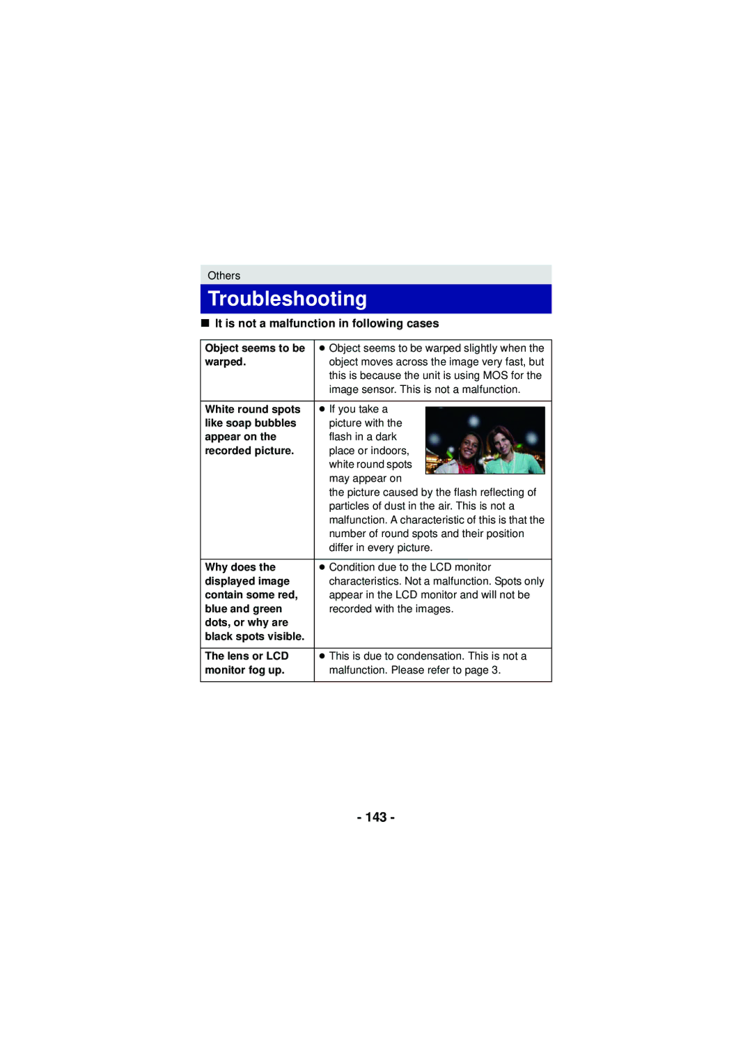 Panasonic HX-DC3 owner manual Troubleshooting, 143 