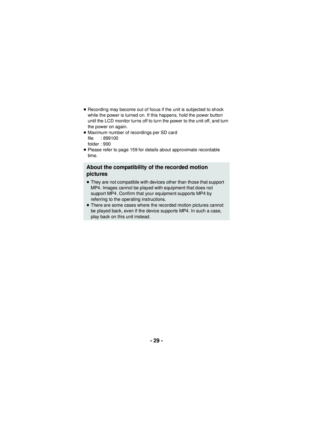 Panasonic HX-DC3 owner manual About the compatibility of the recorded motion pictures 