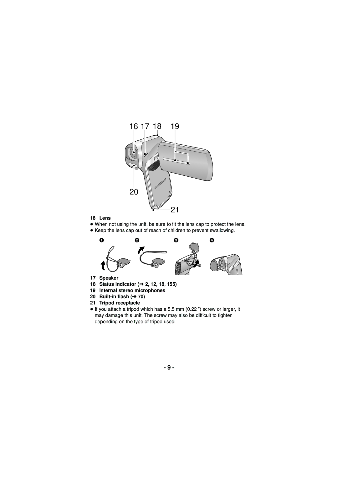 Panasonic HX-DC3 owner manual 16 17, Lens 