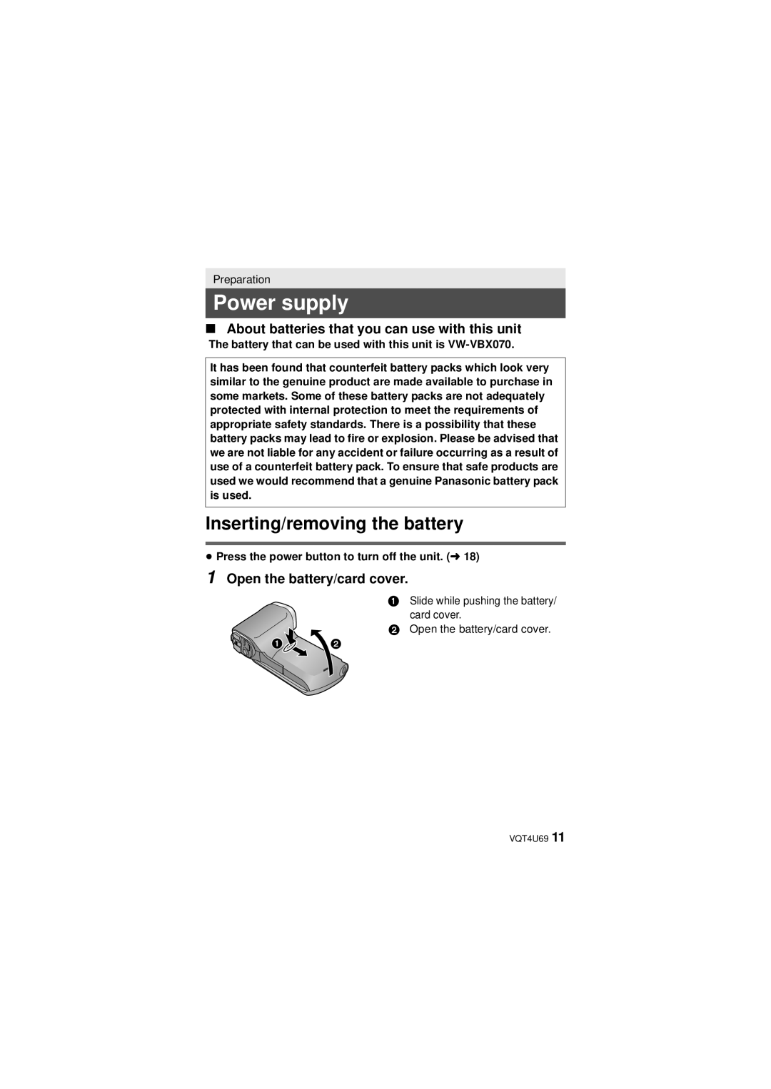 Panasonic HX-DC3 owner manual Power supply, Inserting/removing the battery, About batteries that you can use with this unit 